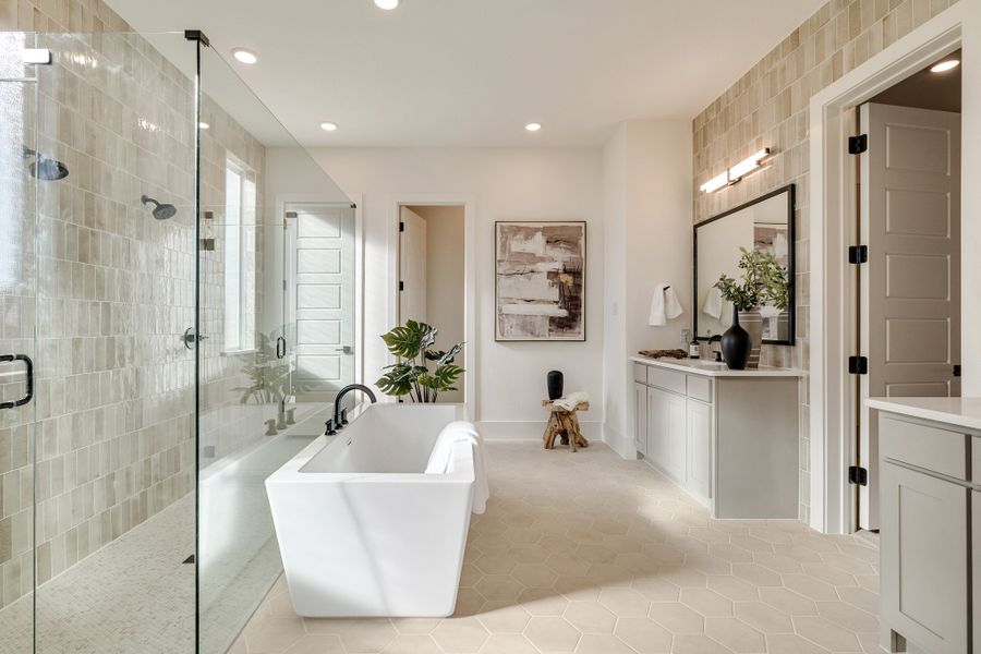 Furnished interior in a model home at Parkside Estates in Aledo (Image 7).