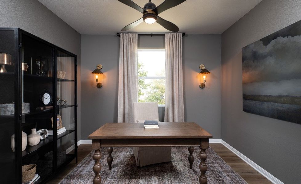 Furnished interior in a model home at Cannon Ranch 45s in Dripping Springs (Image 6).