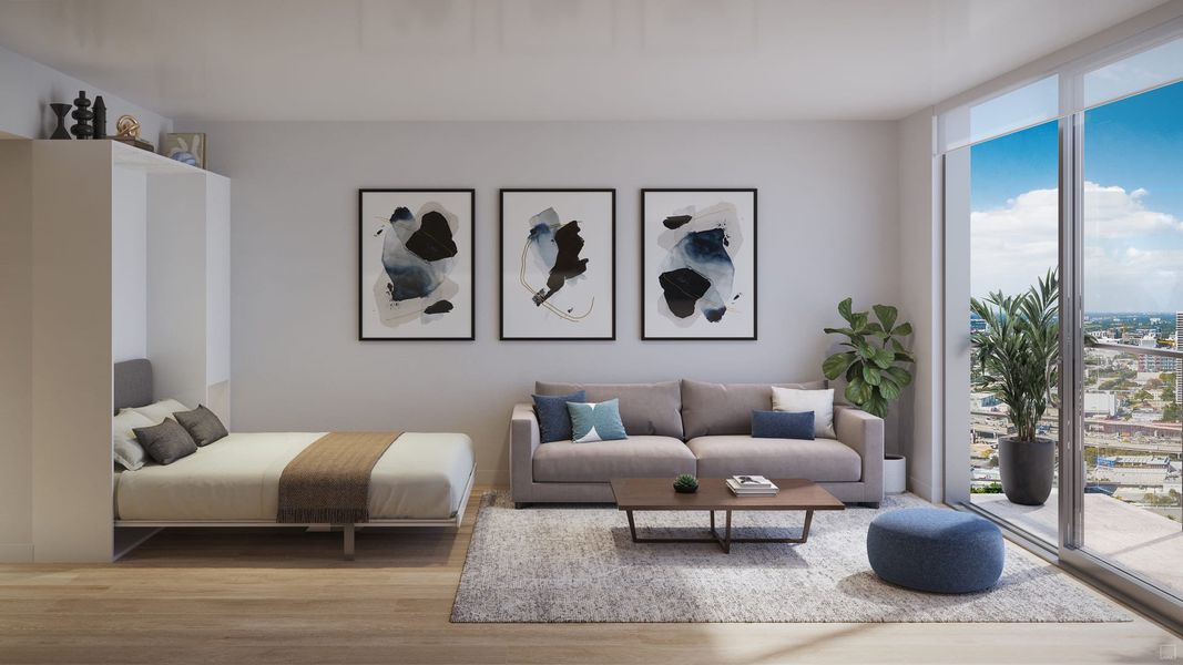 Furnished interior in a model home at 600 Miami Worldcenter in Miami (Image 17).