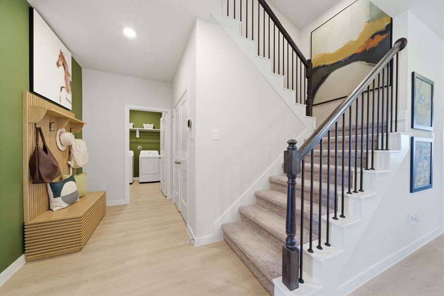 A staircase in a house. A staircase in a house.