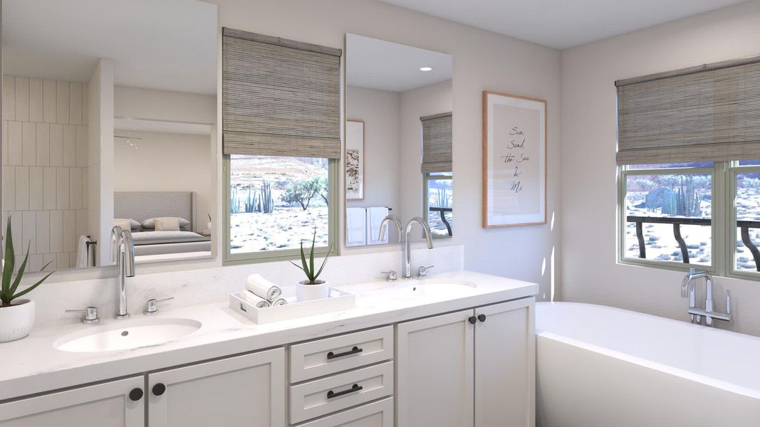 Primary Bathroom - Millennial - Solvida at Estrella in Goodyear, Arizona by Landsea Homes