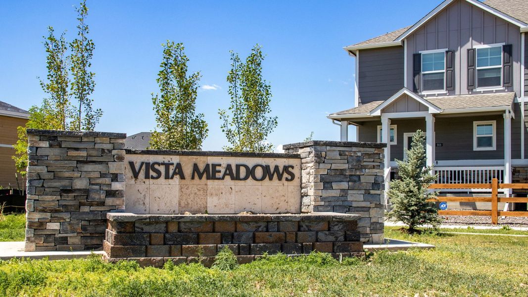 Entrance to the Vista Meadows community in Fort Lupton, CO, featuring signage and landscaping (Image 2). Entrance to the Vista Meadows community in Fort Lupton, CO, featuring signage and landscaping (Image 2).