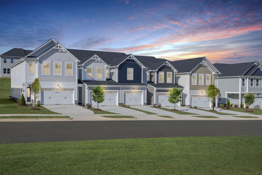 Townhome Exterior Farmhouse Elevations - Twilight Townhome Exterior Farmhouse Elevations - Twilight