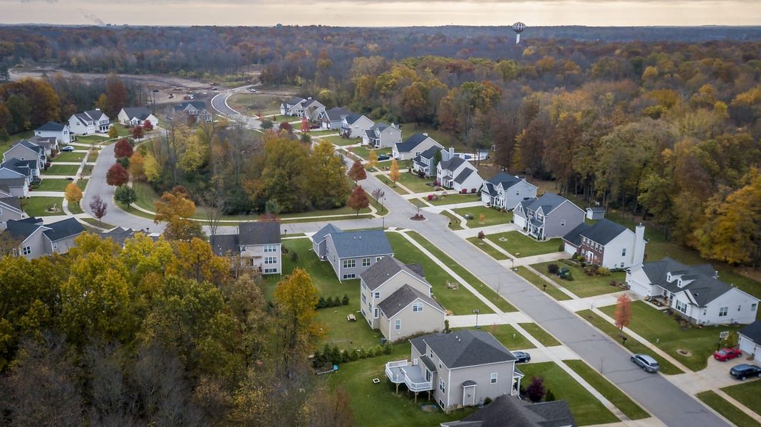 Aerial view of the Preserve at Magnolia Park community in Jackson, MI, showing layout and nearby surroundings (Image 7). Aerial view of the Preserve at Magnolia Park community in Jackson, MI, showing layout and nearby surroundings (Image 7).