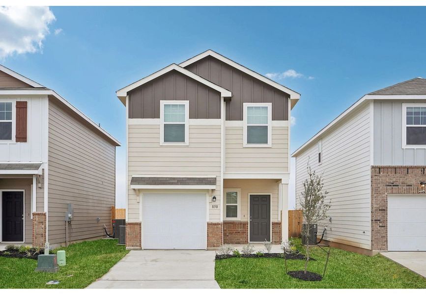 Front exterior of a home in the Sutton Farms community, located in San Antonio, TX (Image 2). Front exterior of a home in the Sutton Farms community, located in San Antonio, TX (Image 2).
