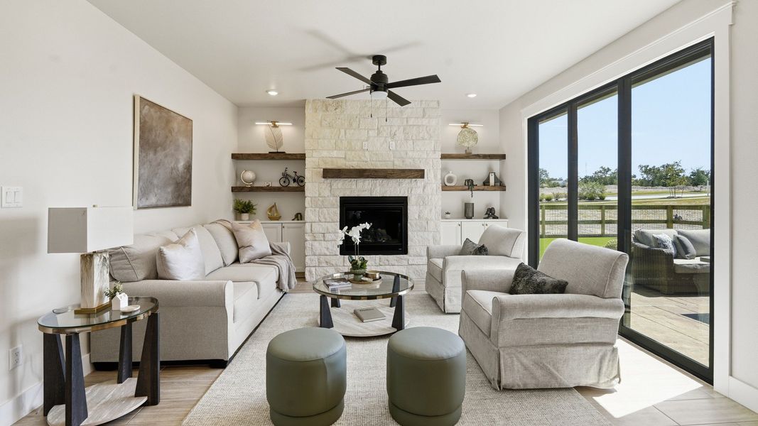 Furnished interior in a model home at Lakeside at Millican Reserve in College Station (Image 17). Furnished interior in a model home at Lakeside at Millican Reserve in College Station (Image 17).
