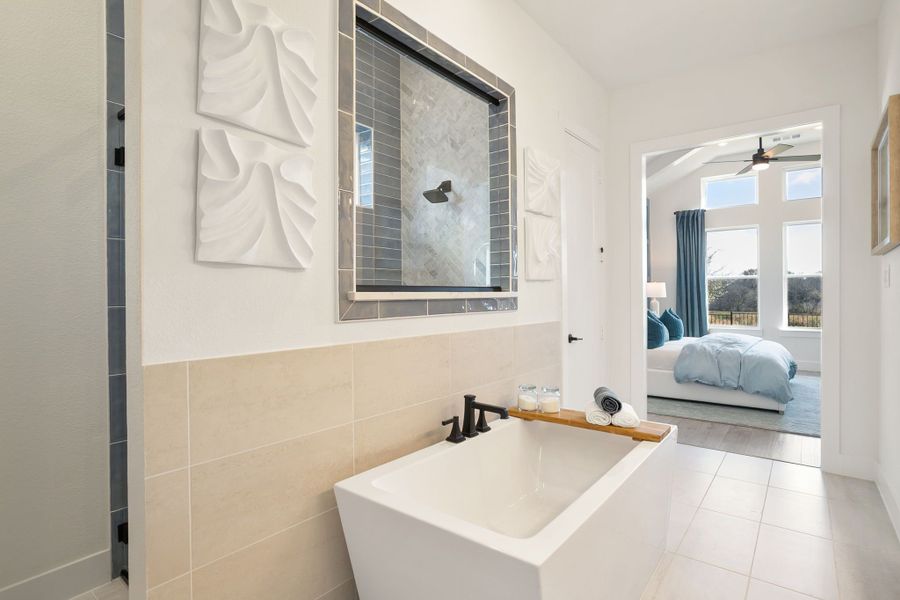 Furnished interior in a model home at Lily Creek at Sutton Fields in Aubrey (Image 80).