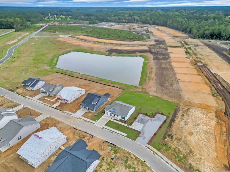 Aerial view of the Edgefield community in Loris, SC, showing layout and nearby surroundings (Image 10). Aerial view of the Edgefield community in Loris, SC, showing layout and nearby surroundings (Image 10).