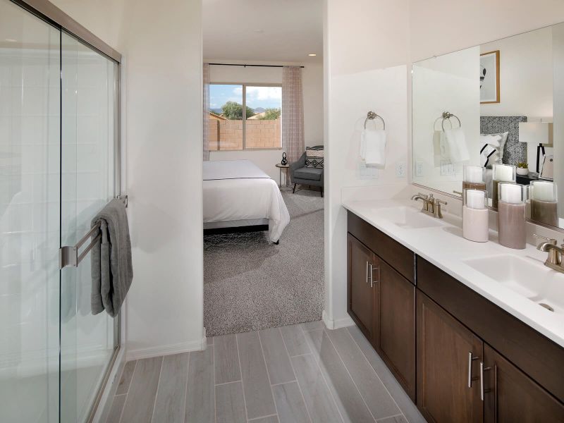 The primary suite boasts a private ensuite bathroom with dual sinks and a spacious walk-in closet. The primary suite boasts a private ensuite bathroom with dual sinks and a spacious walk-in closet.