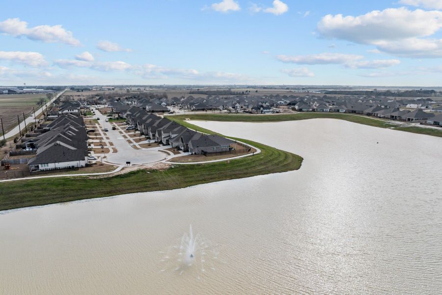 Aerial view of the Oakwood Estates community in Waller, TX, showing layout and nearby surroundings (Image 6). Aerial view of the Oakwood Estates community in Waller, TX, showing layout and nearby surroundings (Image 6).