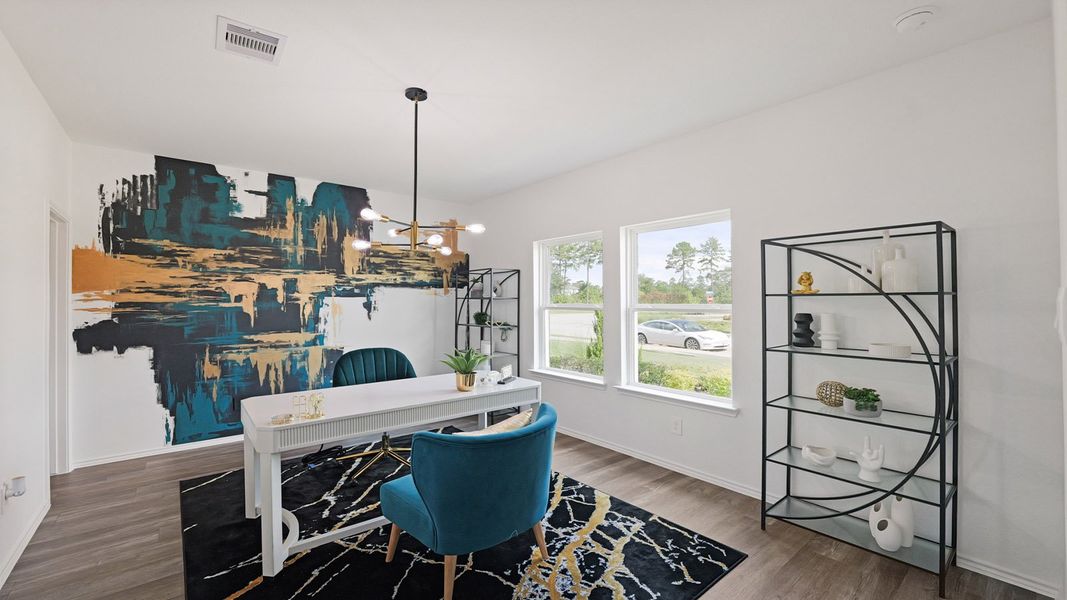 Furnished interior in a model home at The Canopies in Splendora (Image 15). Furnished interior in a model home at The Canopies in Splendora (Image 15).