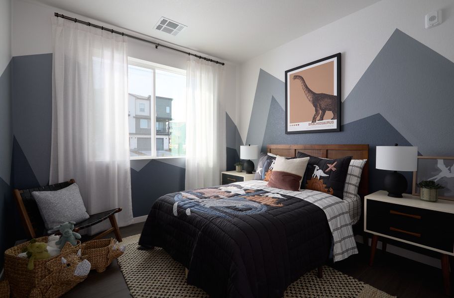 Furnished interior in a model home at Lyric at RidgeGate Condos in Lone Tree (Image 22).