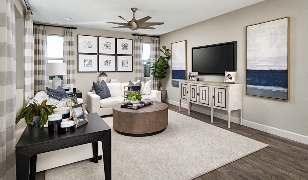 Furnished interior in a model home at Entrada La Coraza in Sahuarita (Image 12).