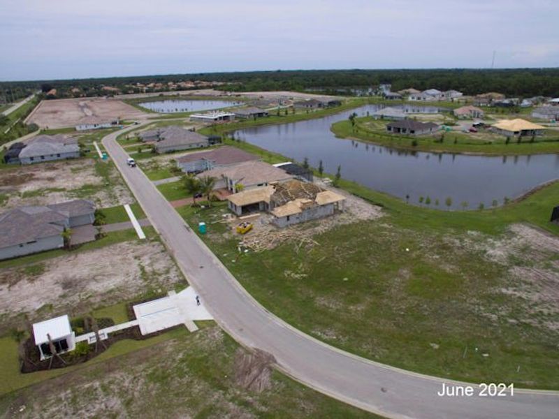 Aerial view of the Bent Pine Preserve community in Vero Beach, FL, showing layout and nearby surroundings (Image 35).