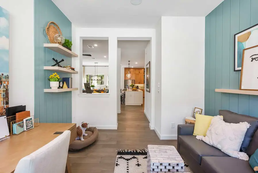 Furnished interior in a model home at The Highlands 45' - Encore Collection in Porter (Image 5).