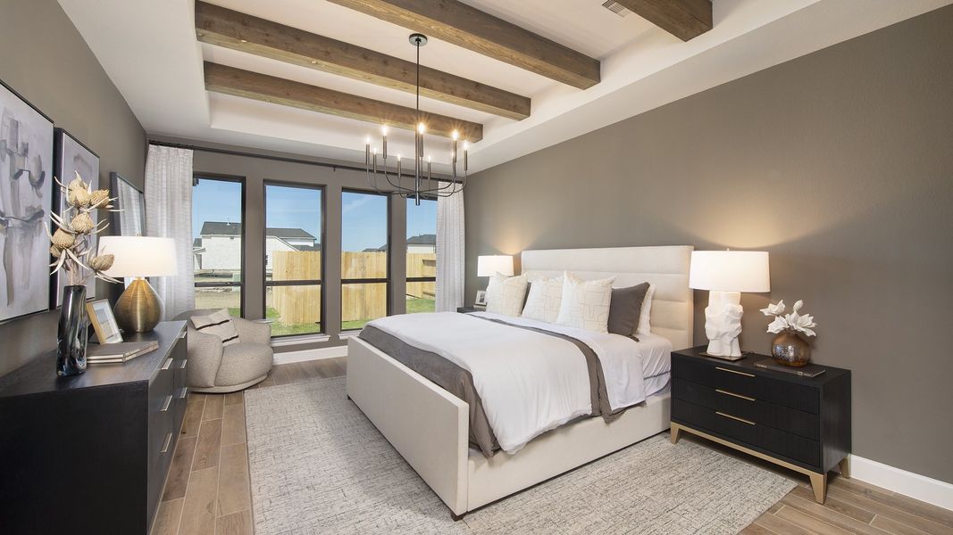 Furnished interior in a model home at Midline 55' in Houston (Image 11).