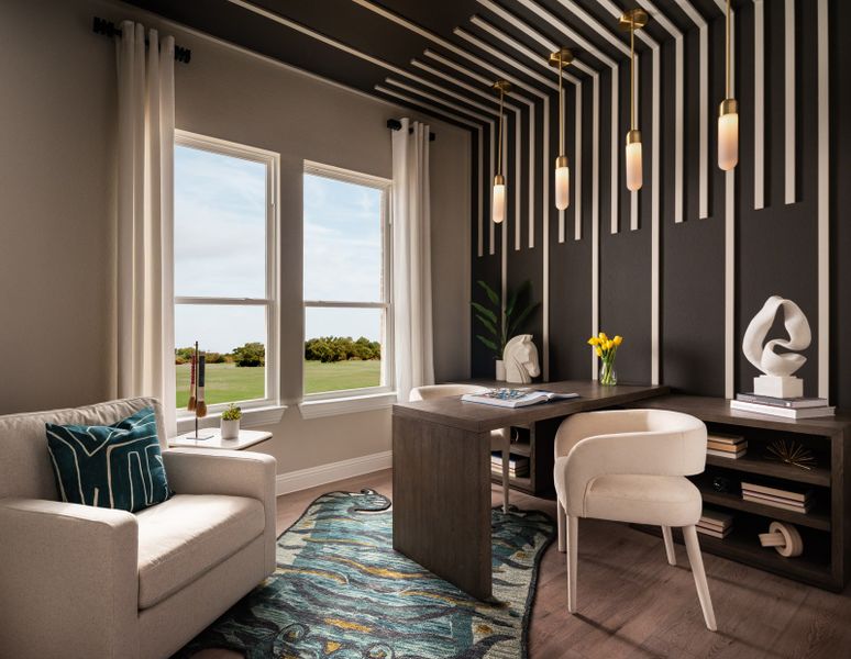 Furnished interior in a model home at Polo Ridge in Forney (Image 17).
