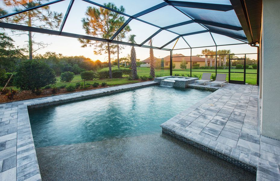 Screened in Pools and Lanais at this resort style community with luxury home designs in Nokomis, FL