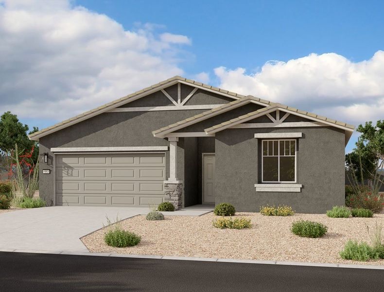 Front exterior of a home in the Claro at Amarillo Creek community, located in Maricopa, AZ (Image 3).