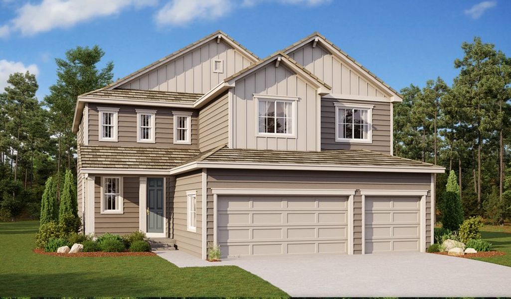 Front exterior of a home in the Banning Lewis Ranch community, located in Colorado Springs, CO (Image 1).