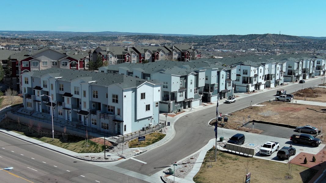 Front exterior of a home in the The Vistas at West Mesa community, located in Colorado Springs, CO (Image 8).