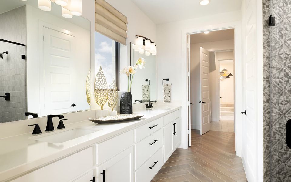 Furnished interior in a model home at 50' Traditional Homes at Elyson in Katy (Image 12).