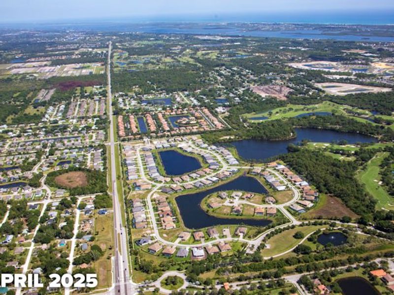 Aerial view of the Bent Pine Preserve community in Vero Beach, FL, showing layout and nearby surroundings (Image 8).