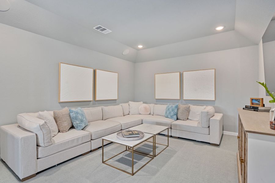 Furnished interior in a model home at Sweetgrass 50s in Haslet (Image 40).