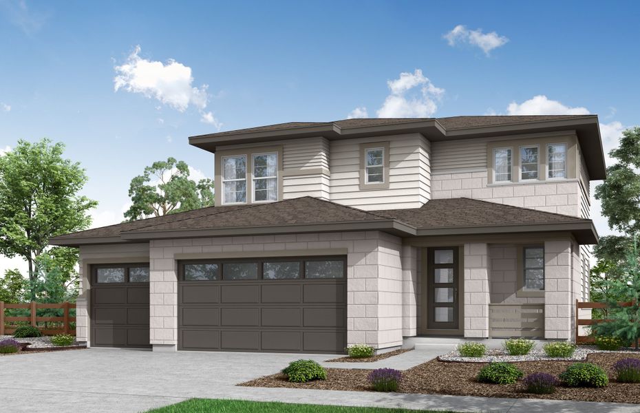 Front exterior of a home in the Prelude at The Aurora Highlands community, located in Aurora, CO (Image 3). Front exterior of a home in the Prelude at The Aurora Highlands community, located in Aurora, CO (Image 3).