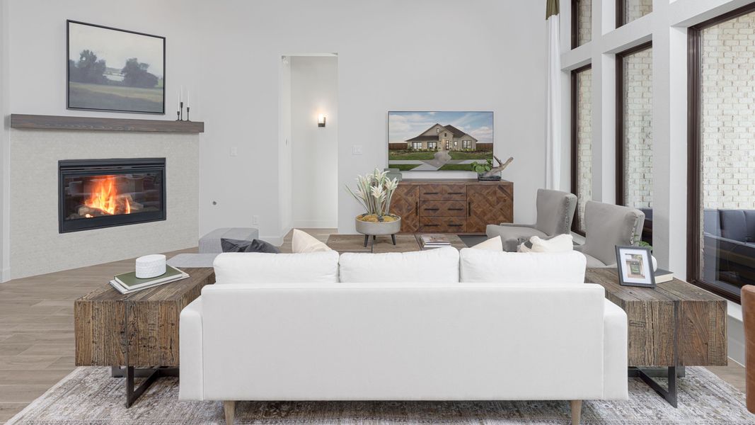 Furnished interior in a model home at Reunion 50' in Rhome (Image 7).