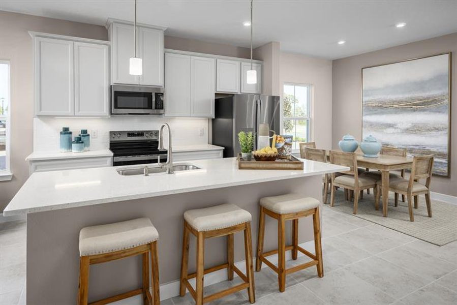 Our townhome offers an oversized kitchen island, 2-car garage, & spacious loft from the upper $200s.