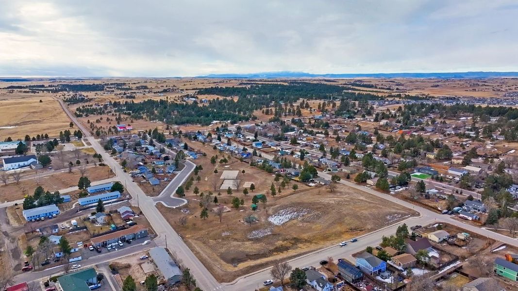 Aerial view of the Spring Valley Ranch community in Elizabeth, CO, showing layout and nearby surroundings (Image 1).