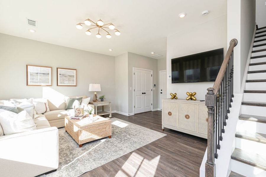 Lower-level recreation rooms allow for space for everyone to spread out