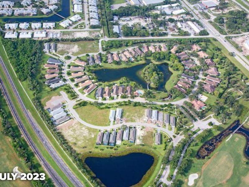 Aerial view of the The Falls at Grand Harbor community in Vero Beach, FL, showing layout and nearby surroundings (Image 17).