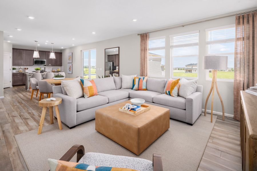 Furnished interior in a model home at The Legacy Collection at Harvest Crossing in Aurora (Image 1). Furnished interior in a model home at The Legacy Collection at Harvest Crossing in Aurora (Image 1).