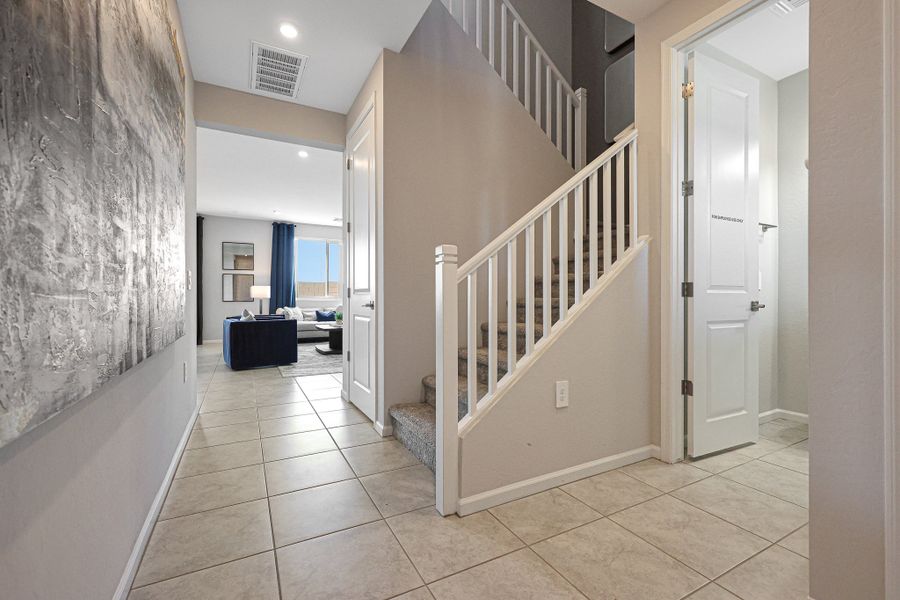 A staircase in a house. A staircase in a house.