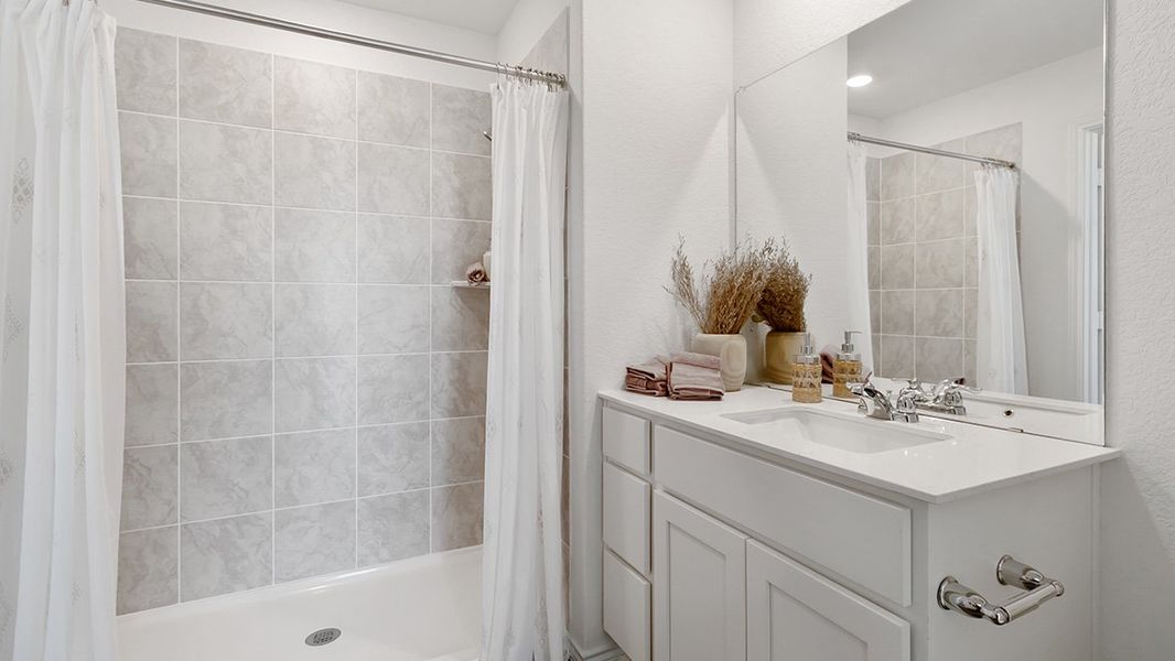 Furnished interior in a model home at Sereno Springs in Converse (Image 35).