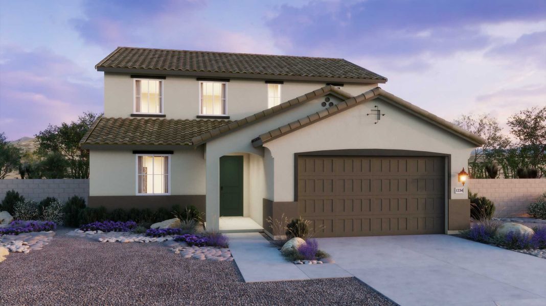 Front exterior of a home in the Bella Vista Farms community, located in San Tan Valley, AZ (Image 11).