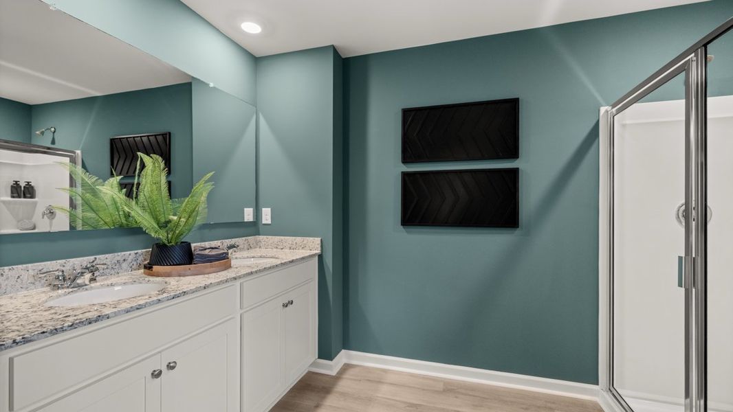 Furnished interior in a model home at Sheffield Highlands in Dallas (Image 38).