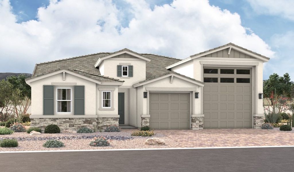 Front exterior of a home in the Portfolio at Kimura Gardens community, located in Phoenix, AZ (Image 7).
