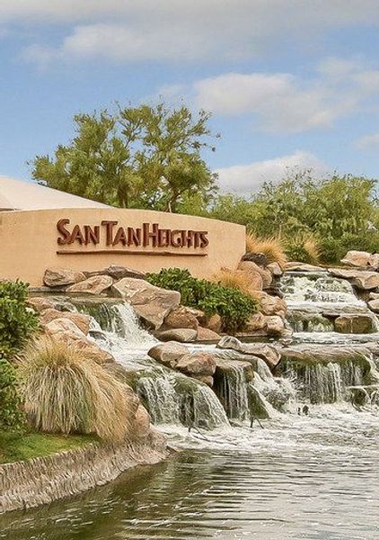 Entrance to the Pinnacle at San Tan Heights community in San Tan Valley, AZ, featuring signage and landscaping (Image 2).