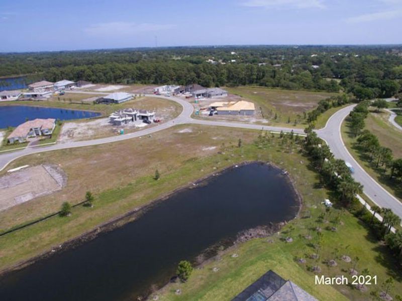 Aerial view of the Bent Pine Preserve community in Vero Beach, FL, showing layout and nearby surroundings (Image 39).