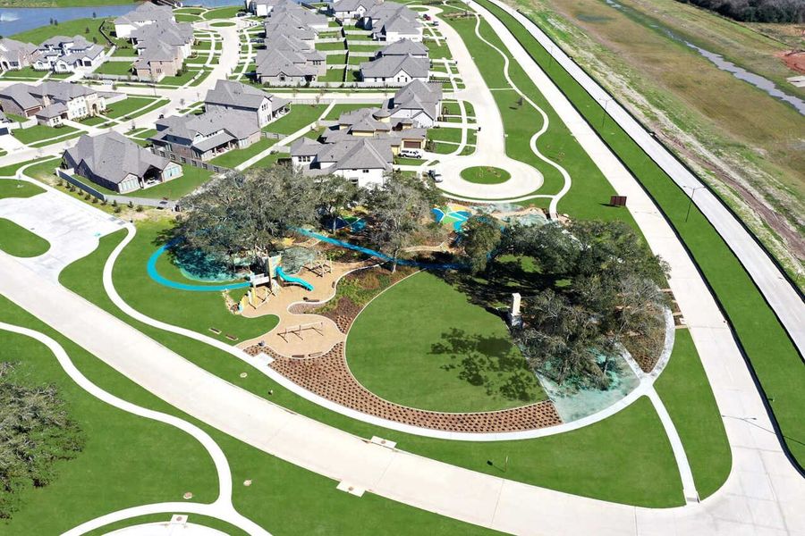 Aerial view of the Pomona: 42ft. lots community in Manvel, TX, showing layout and nearby surroundings (Image 12).