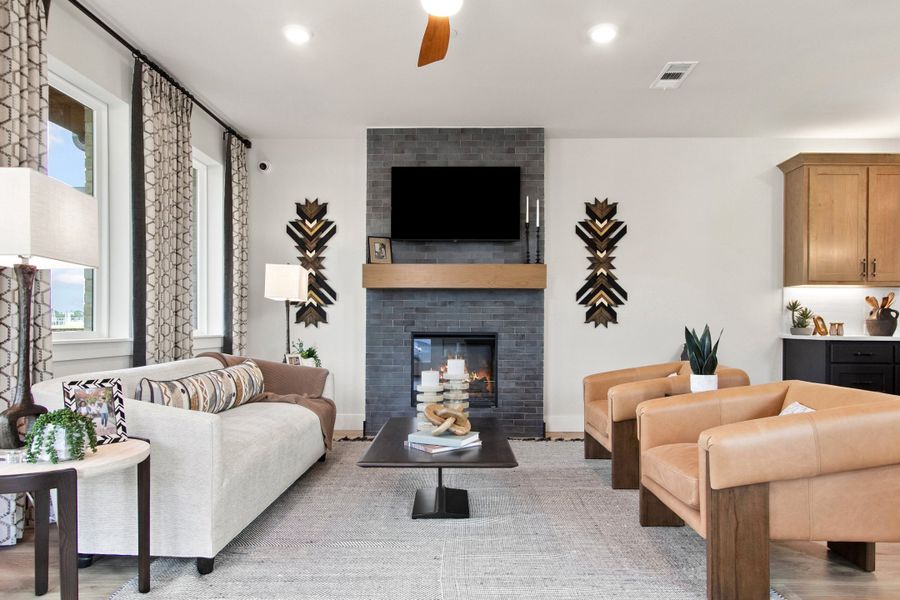 Furnished interior in a model home at Ten Mile Creek in Celina (Image 6). Furnished interior in a model home at Ten Mile Creek in Celina (Image 6).