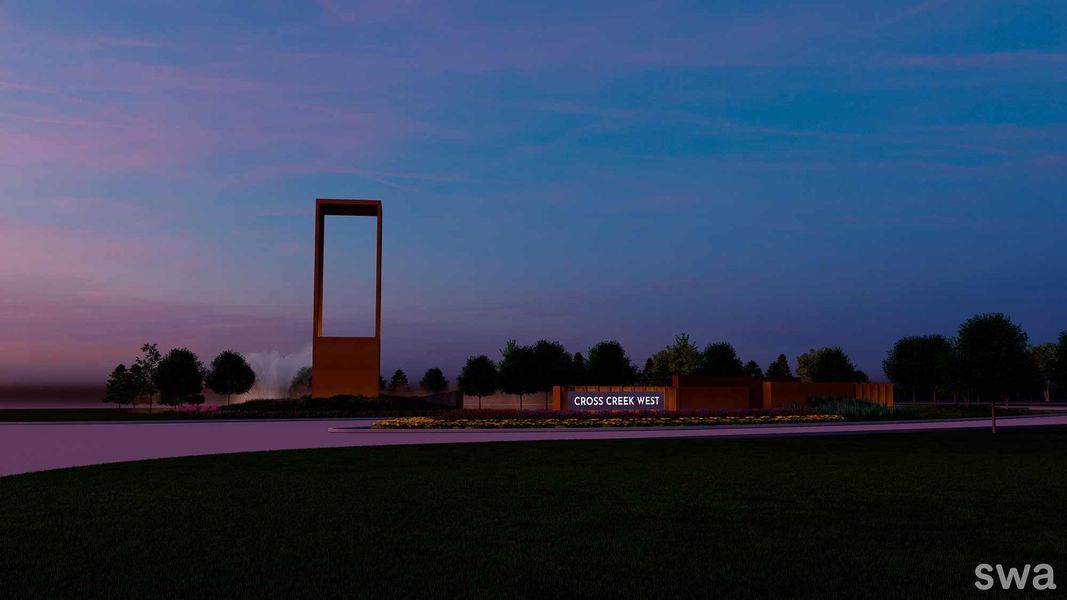 Entrance to the Cross Creek West community in Fulshear, TX, featuring signage and landscaping (Image 5).