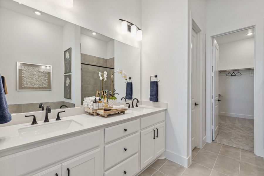 Furnished interior in a model home at Newman Village Townhomes in Frisco (Image 42).