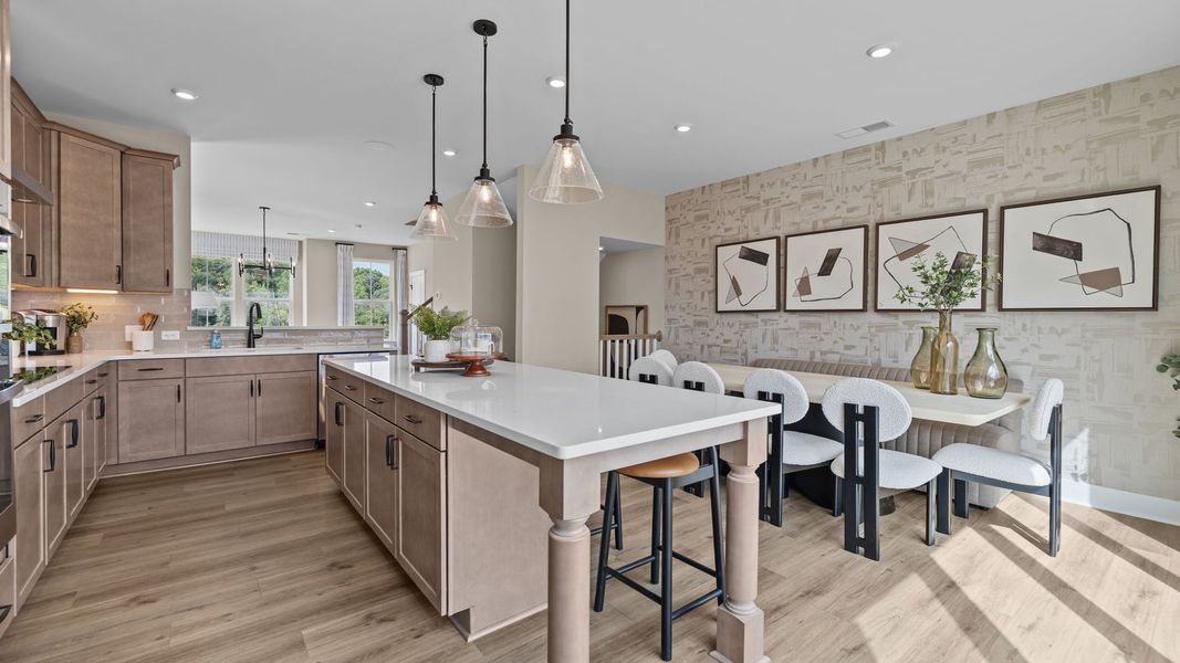 Furnished interior in a model home at The River District Townhomes in Charlotte (Image 7).