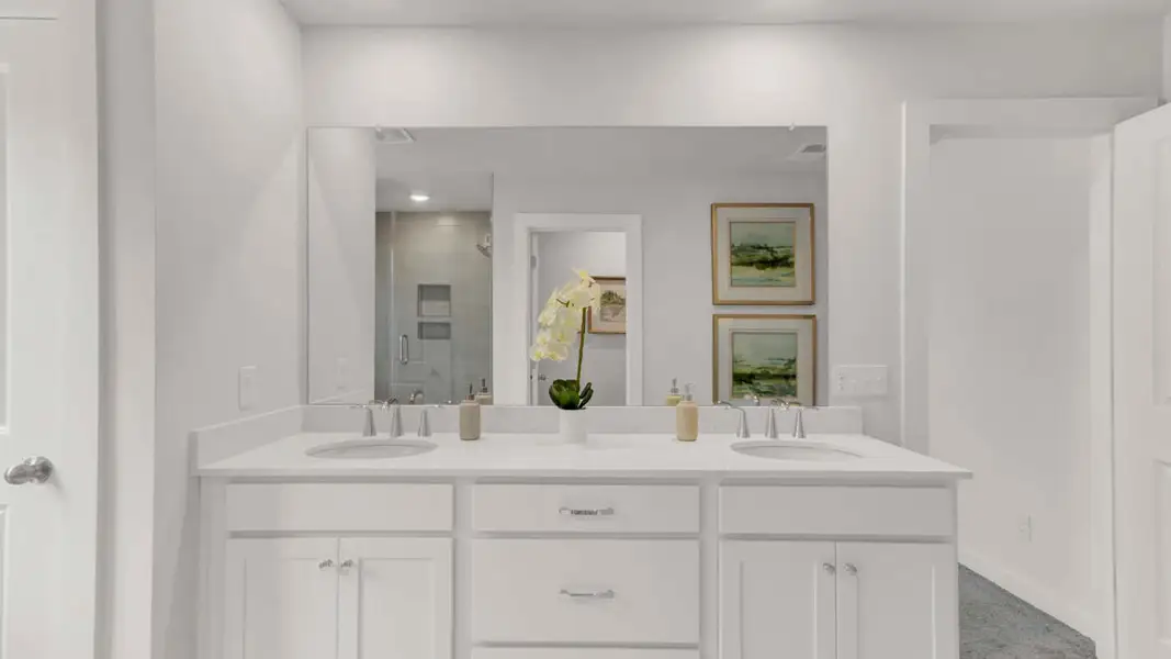 Primary baths with dual sink vanity