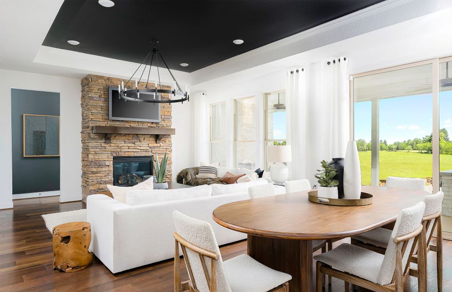 Open dining area with access to patio in Palmary floor plan at Del Webb Fulshear 55+ community