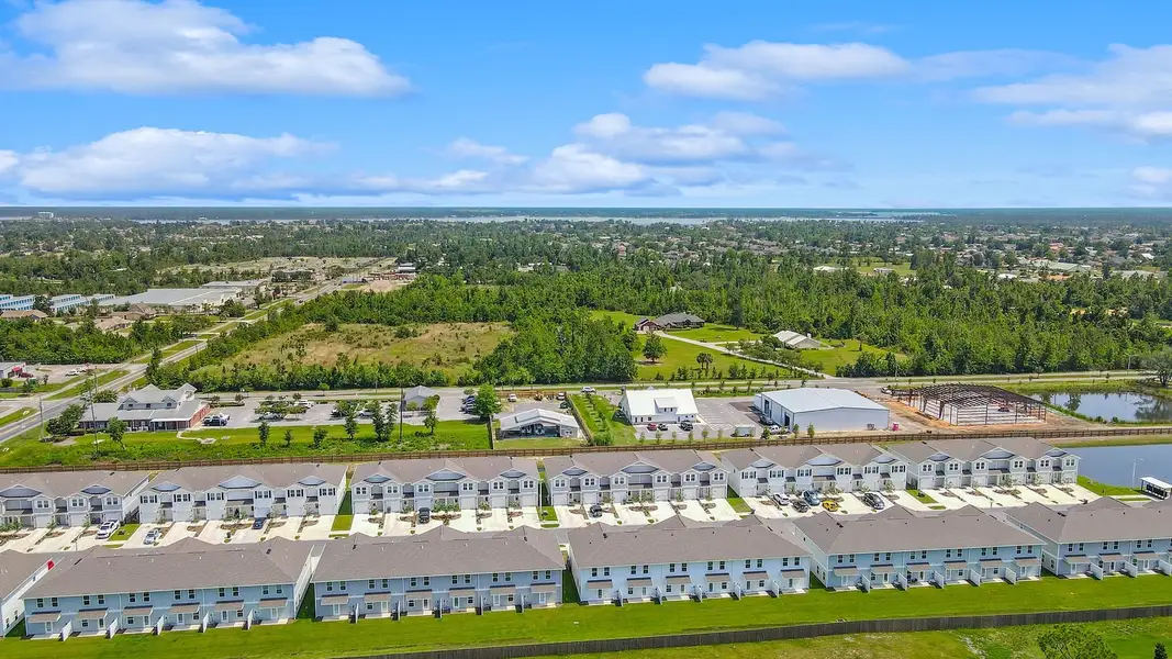 Aerial view of the Jake's Landing community in Lynn Haven, FL, showing layout and nearby surroundings (Image 2). Aerial view of the Jake's Landing community in Lynn Haven, FL, showing layout and nearby surroundings (Image 2).